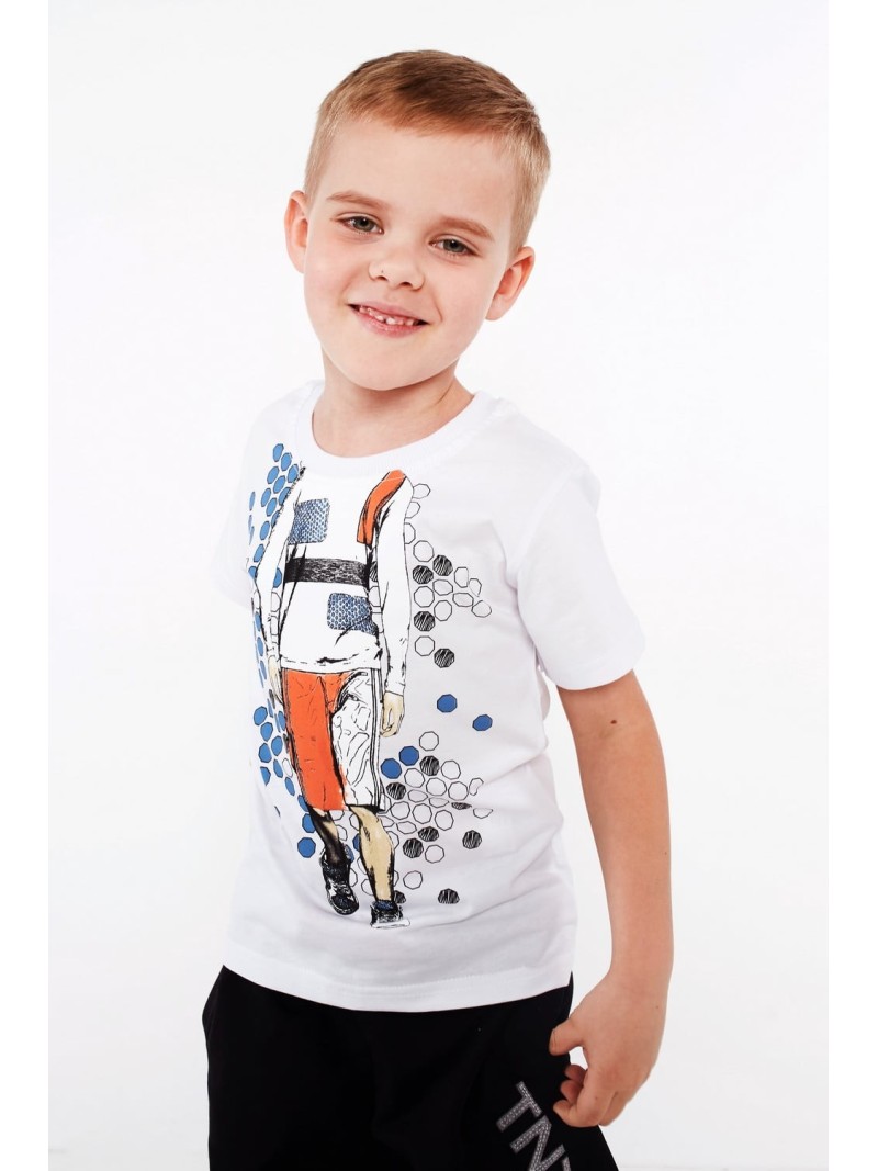 Boy\'s T-shirt with an application, white NDZ4463 - Online store - Boutique